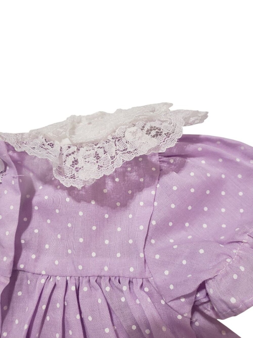 Vintage Jo Lene Purple Polka Dot Lace Tiered Circle Dress Party Frilly NB 0-6 M - Picture 12 of 12